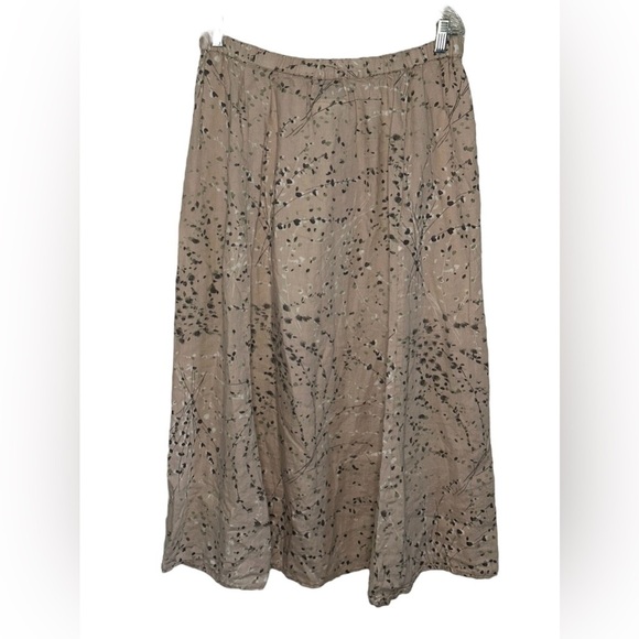FLAX Floral 100% Linen Maxi Skirt Size Large Pink/Blush Lagenlook Cottagecore - Picture 2 of 6